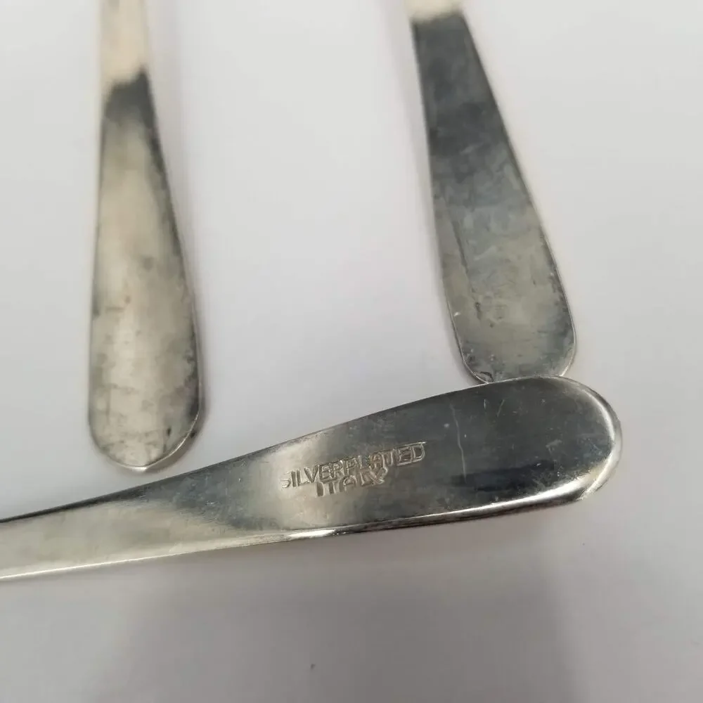 Vintage Silverplate 3 Tine Serving Forks from Italy Set of 3 5